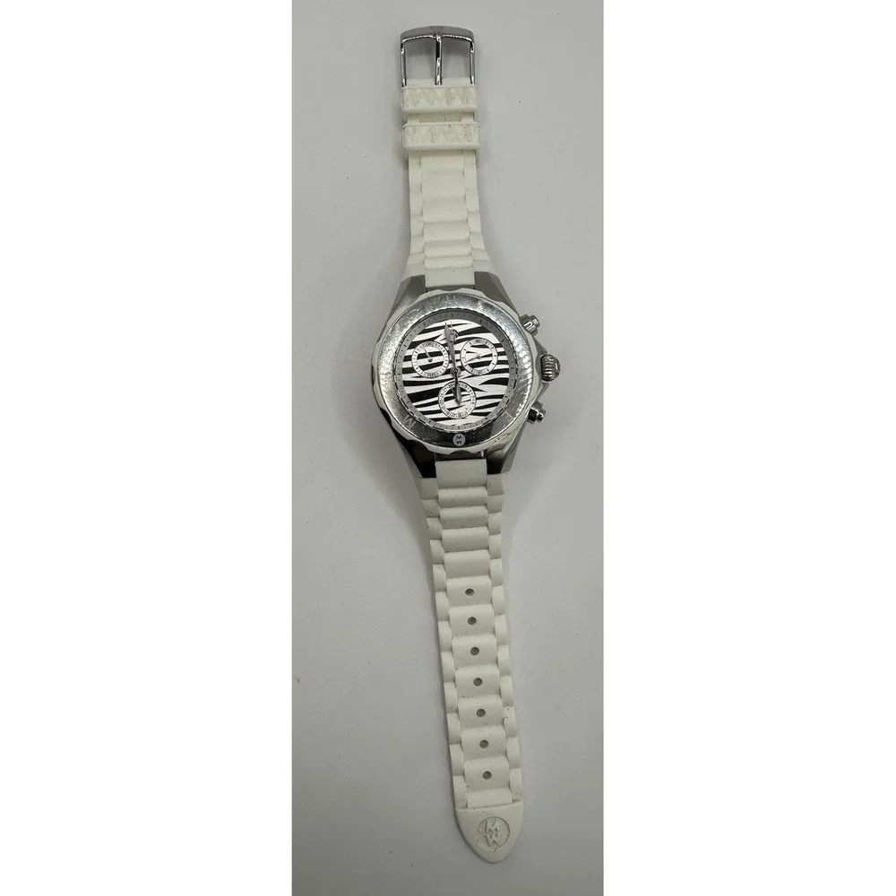 Michele MWW12F000055 Women's Analog Watch Zebra Dial Silver Tone‎ Black & White